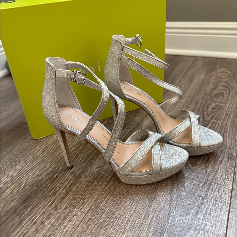 Gianvito Rossi Metallic Silver Strappy Heels